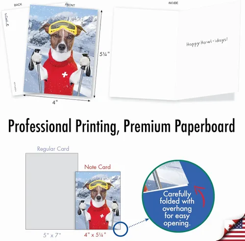 Miniatura 6 de The Best Card Company - 20 adorables tarjetas de felicitación navideñas (4 x 5.12 pulgadas) - Saludos de cachorros a granel, surtidos