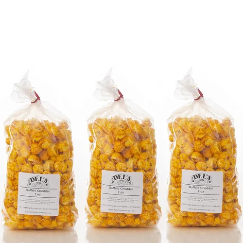 Miniatura 8 de Del's - Paquete variado de palomitas de maíz (paquete de tres) - Set de regalo de palomitas gourmet (queso/tetera/caramelo)