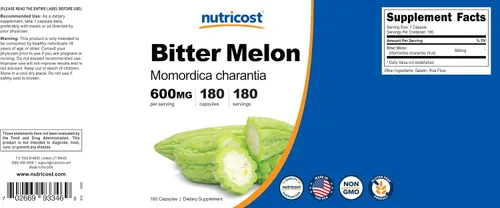 Miniatura 6 de Nutricost Melón Amargo 0.02 oz, 180 Cápsulas, 1 botella, 1