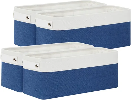 Miniatura 56 de Bidtakay Cestas de almacenamiento de tela con asas [paquete de 2] organizador de lona grande de 16 x 11.8 x 11.8 pulgadas, canastas altas plegables