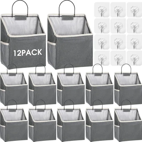 Woanger 12 bolsas de almacenamiento para colgar en la pared, organizador para colgar en la pared, contenedores para colgar sobre la puerta,
