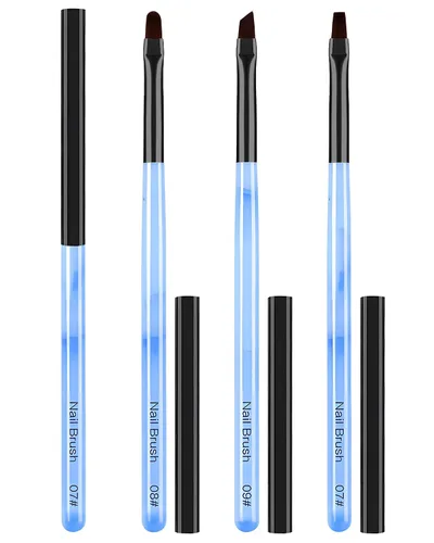 Miniatura 13 de 3 piezas de brochas de limpieza de arte de uñas, brochas de uña redondas/anguladas/planas resistentes a la acetona para remover esmalte de gel