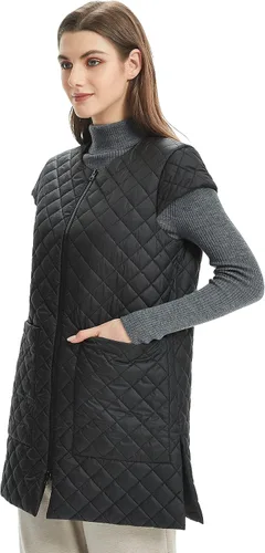 Miniatura 2 de Chaleco largo acolchado para mujer, ligero, con mangas casquillo, con bolsillos
