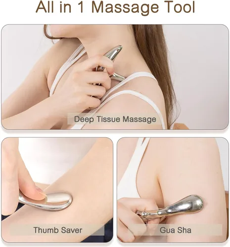 Miniatura 2 de Herramienta de masaje de punto gatillo de metal para masaje de tejido profundo y acupresión corporal Gua Sha, masajeador de raspador muscular