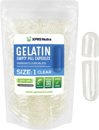 Miniatura 12 de XPRS Nutra Cápsulas vacías de tamaño 1 – 500 cápsulas vacías de gelatina – Pastillas de relleno de cápsulas de bricolaje – Cápsulas de gel de Oro