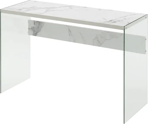 Convenience Concepts SoHo - Mesa de consola y escritorio, mármol blanco sintético