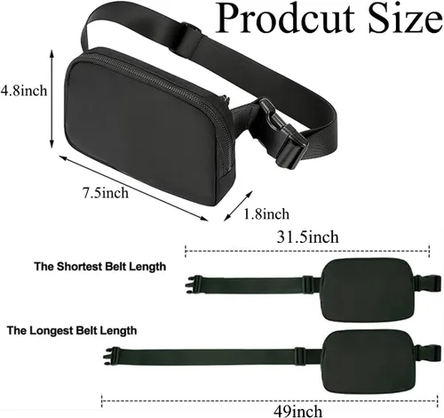 Miniatura 3 de Bolsa de Cintura Mini Negra Riñonera para Mujeres y Hombres, Riñonera Pequeña de Moda, Bolsa Cruzada para Cintura para Correr, Senderismo, Jogging