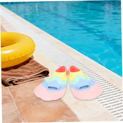 Miniatura 6 de Luxshiny Aletas de natación de silicona flexibles para aletas cortas ligeras y portátiles para entrenamiento de natación, aletas de esnórquel