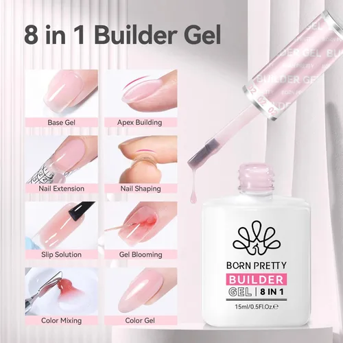 Miniatura 2 de BORN PRETTY Gel constructor para uñas, Gel de extensión de 8 en 1, fortalecedor, Gel constructor duro, Gel base de uñas, Gel de cobertura, Gel Gel