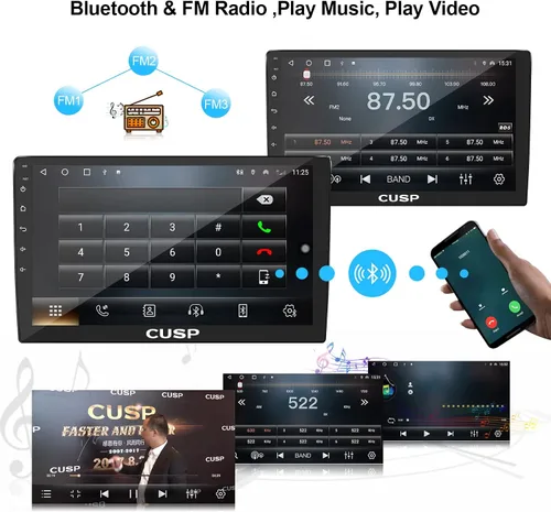 Miniatura 2 de CUSP Radio estéreo de coche doble DIN de 10.1 pulgadas, Android 4GB+64GB pantalla táctil principal con CarPlay inalámbrico y Android Auto
