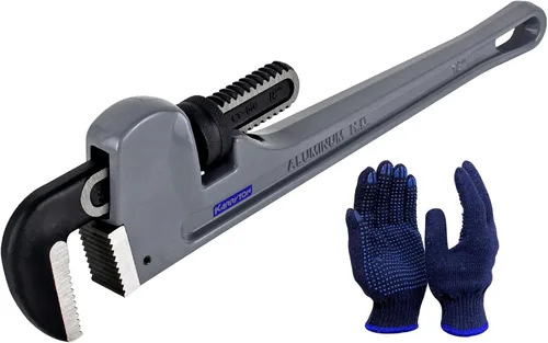 Miniatura 8 de Llave de tubo de aluminio de 48 pulgadas, capacidad de mordaza ajustable de 8"/200mm, llave de fontanería de mango recto resistente, herramienta