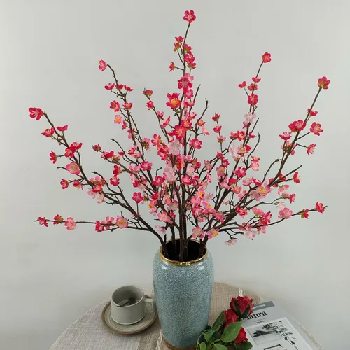 Miniatura 5 de Flores de Ciruelo Artificiales, 6 Piezas de Flores de Cerezo Rosa, Ramas Falsas para Vaso, Ramas de Cerezo Artificiales para Decoración de Hogar