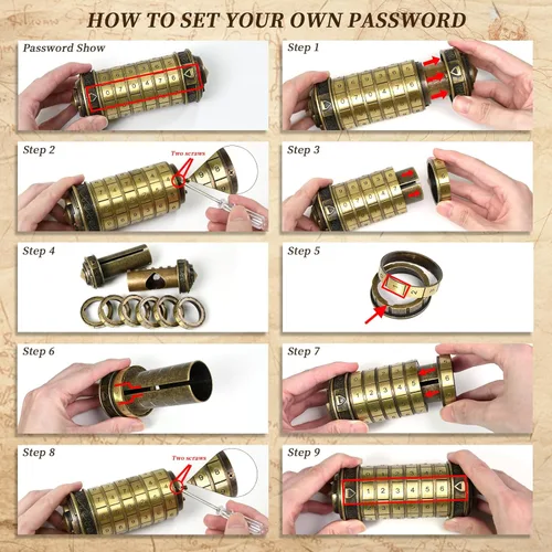 Miniatura 3 de CoEjokno Da Vinci Code Numeric Cryptex Caja de Rompecabezas de Dinero para Regalo en Efectivo, Caja de Joyería con Compartimento Oculto, Regalo