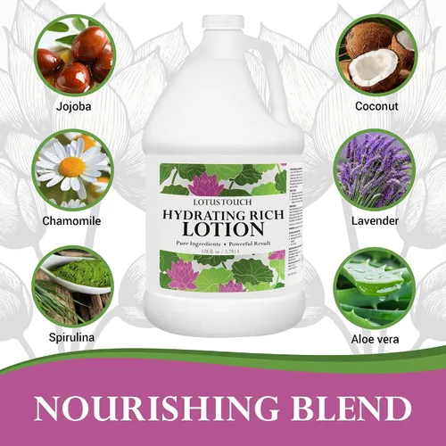 Miniatura 2 de Lotus Touch Loción de masaje hidratante rica 100% aceites de jojoba y coco puros más extractos de hierbas - Sin perfume - Max Glide, rica