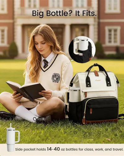 Miniatura 2 de LOVEVOOK - Mochila para computadora portátil para mujeres, mochila de 15.6 pulgadas con gran capacidad para trabajo y negocios, bolsa impermeable