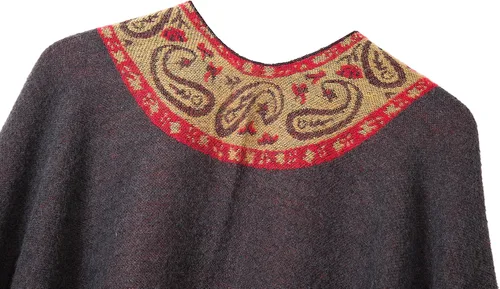 Miniatura 4 de Poncho con flecos, con estampado vintage, estilo retro, a la moda, para mujer. Capa, chal.