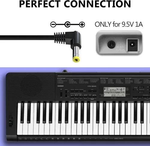 Miniatura 2 de Cargador adaptador de 9.5 V CA/CC compatible con teclado de piano Casio LK-135 WK-225 CTK-2500 CTK-2400 CTK-2550 CTK-1100 WK-220 LK-165 CTK-2090