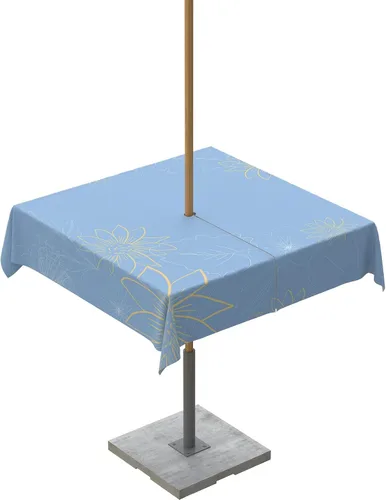 Miniatura 37 de QueenKer Mantel para exteriores con agujero para paraguas, líneas minimalistas, hojas, flores, mesas rectangulares azules, colección de mesa