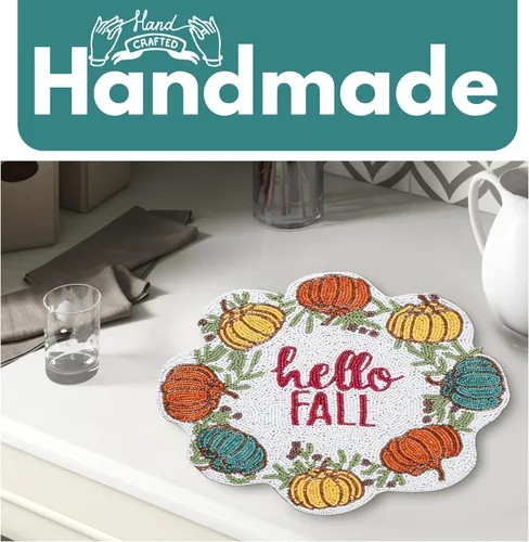Miniatura 3 de Cargador Redondo con Cuentas de 13", Blanco, Mantel Decorativo para Mesa de Comedor, Cargador Brillante para Fiestas y Navidad, Decoración de Mesa