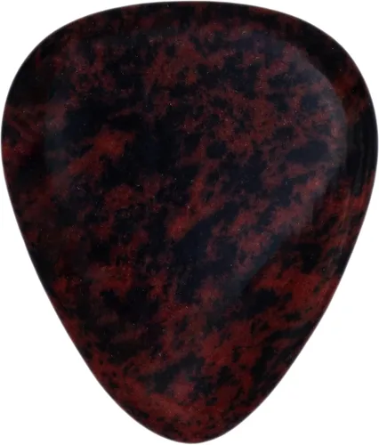 Púa de guitarra o bajo de Obsidiana de Caoba en vidrio volcánico - 3.0 mm de calibre ultra pesado - Forma 351 - Púa exótica artesanal de gema