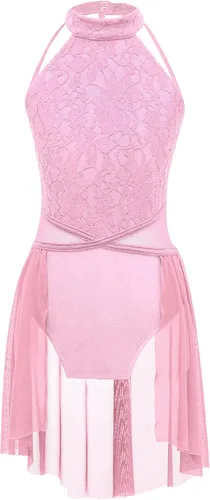 Miniatura 13 de Vestido de ballet lírico para niñas y niñas, sin mangas, encaje floral, leotardo contemporáneo, moderno disfraz de baile