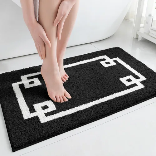 Miniatura 14 de HOMEIDEAS Alfombra de baño, suave y absorbente de agua, alfombra de microfibra de felpa esponjosa antideslizante para bañera y ducha
