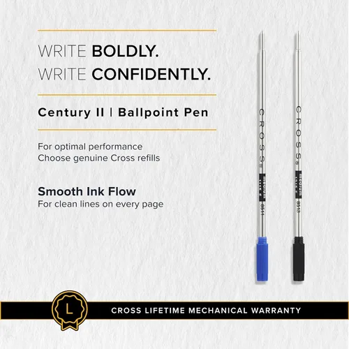 Miniatura 8 de Cross Century II - Bolígrafo esmaltado color azul cobalto translúcido Gris plomizo cepillado