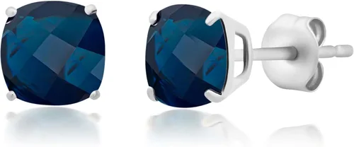 Miniatura 9 de 925 Sterling Silver Cushion Cut Gemstone Stud Earrings for Women 6MM Hypoallergenic Birthstone Stud Earrings Anti Tarnish Silver Earring Studs