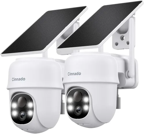 Cámaras 2K para seguridad en el hogar, cámara inalámbrica WiFi de 2.4 G para exteriores, energía solar/batería con panel solar, visión de 360°,