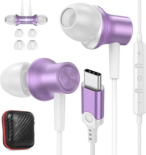 Miniatura 11 de Auriculares USB C para iPhone 17 Air 16 15 Pro Max Plus/iPad, auriculares tipo C con aislamiento de ruido con micrófono, cable magnético estéreo