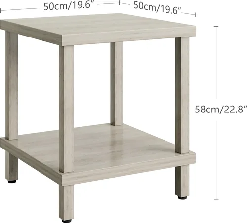 Miniatura 3 de MMEOLUOOK MLBZ06Z - Mesa auxiliar cuadrada grande para sofá, mesa auxiliar industrial de 20 pulgadas, con estante de almacenamiento de 2 niveles