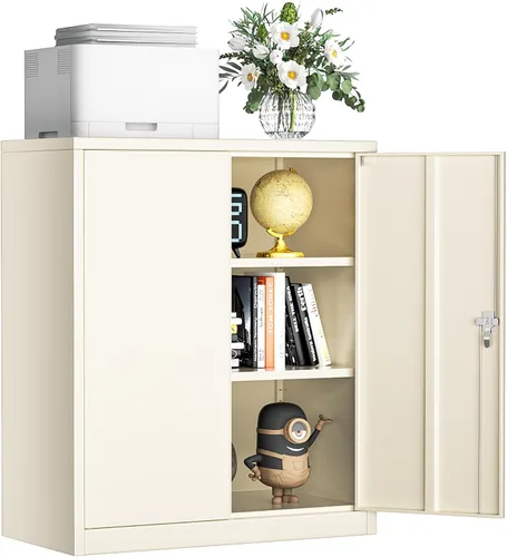 Miniatura 10 de INTERGREAT Gabinete de almacenamiento de metal con puertas con cerradura, gabinetes de almacenamiento de acero con cerradura con 2 puertas