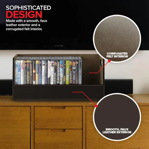 Miniatura 6 de Stock Your Home caja de almacenamiento y organizador para DVD color chocolate, para almacenamiento y organización de CD en estantes, capacidad
