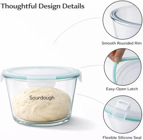 Miniatura 7 de Tarro de 2.1 Litros para Masa Madre, Suministros para Hornear Pan de Masa Madre, Tarro de Fermentación, Herramientas para Masa Ácida, Envases
