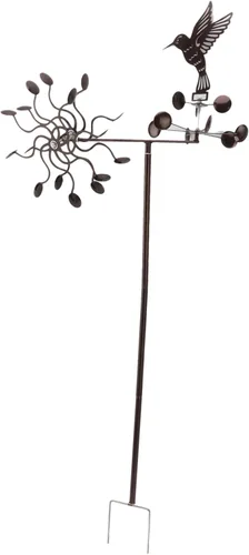 Miniatura 3 de Haofy Molinillo de viento para exteriores, estacas de metal para patio, molino de viento de metal, colibrí, escultura de viento para césped al aire