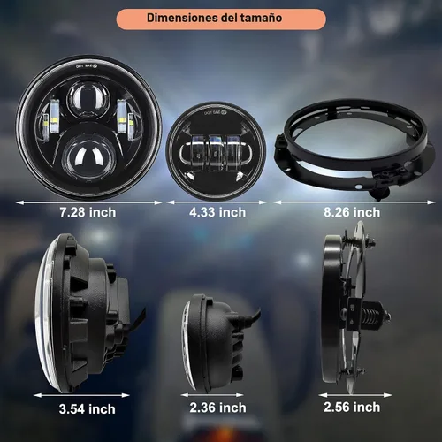 Miniatura 6 de AlyoNed Faro LED de 7 pulgadas para motocicleta 4.5" Luces antiniebla de paso Kit DOT Compatible con Harley Davidson Fat Boy Street Glide Heritage