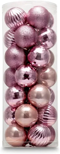 Miniatura 5 de Adornos de bola de Navidad de tamaño pequeño de 28 piezas irrompibles en 4 acabados clásicos para decoración del árbol de Navidad