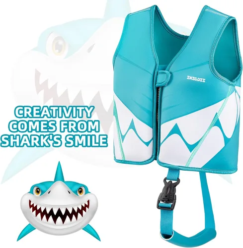 Miniatura 3 de Chaleco de natación para niños pequeños, chaqueta de natación para niños, chaleco de entrenamiento de natación con correa de seguridad ajustable Azul