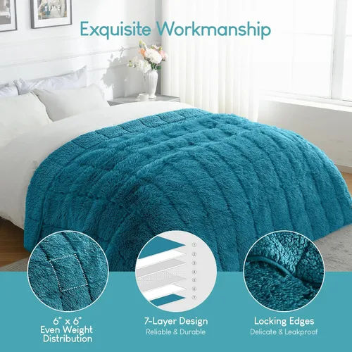 Miniatura 4 de Cottonblue Manta con Peso de 20 libras, Piel Sintética Reversible de Lujo Suave Pelo Largo Cálida Manta Pesada 60x80 pulgadas, Cálida Elegante Manta