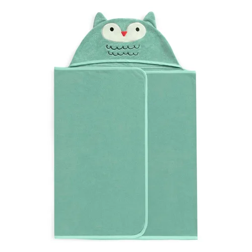 Miniatura 3 de Delta Children Toalla de baño con capucha para niños con bolsillos, súper suave y absorbente, gran regalo para niños y niñas, búho verde azulado
