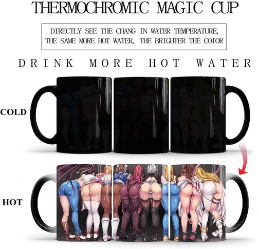 Miniatura 6 de Taza de café divertida, regalos de elefante blanco para adultos, taza de café de belleza de anime, taza que cambia de color (11 onza), regalos