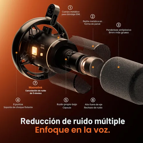 Miniatura 6 de MAONO PD200W Paquete de equipo de podcast híbrido inalámbrico para 2, kit de micrófono dinámico XLR USB con 2 soportes de escritorio, software