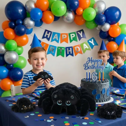 Miniatura 4 de Peluche de araña de peluche con sorpresa – Suave animal de peluche mamá araña con 3 arañas bebé en barriga con cremallera, juego para niños