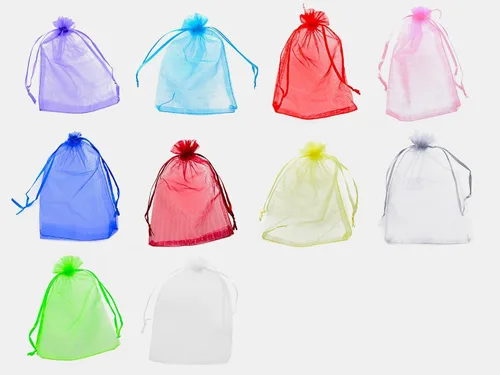 Miniatura 8 de 100 bolsas de organza transparentes con cordón para joyas, recuerdos de boda, suministros de fiesta, dulces, perfumes, cosméticos, eventos Amarillo
