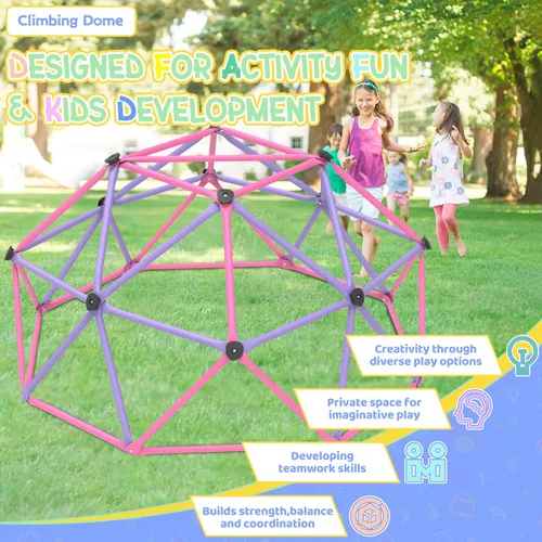 Miniatura 4 de Gardenature Cúpula de escalada de 6 pies para niños de 3 a 8 años, gimnasio de jungla para interiores y exteriores, cúpula geométrica con escalador