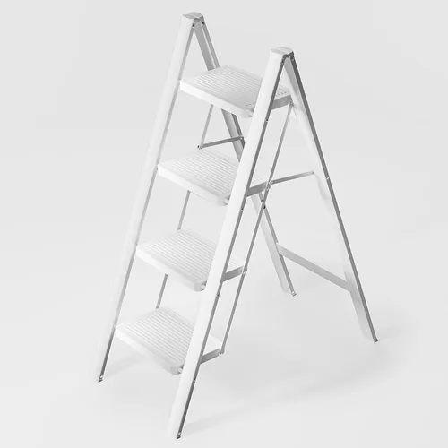 Miniatura 11 de Escalera plegable de 3 escalones, resistente taburete pequeño de 330 libras para adultos, escalera de armario con pedales anchos antideslizantes
