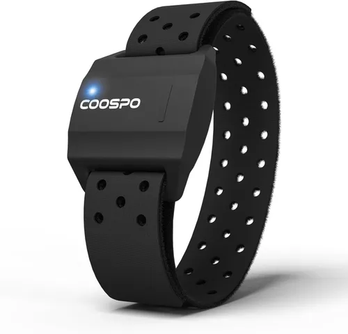 COOSPO Monitor de frecuencia cardíaca con Bluetooth, sensor óptico ANT+ HR para deporte, doble banda recargable IP67 HRM, compatible con Peloton,