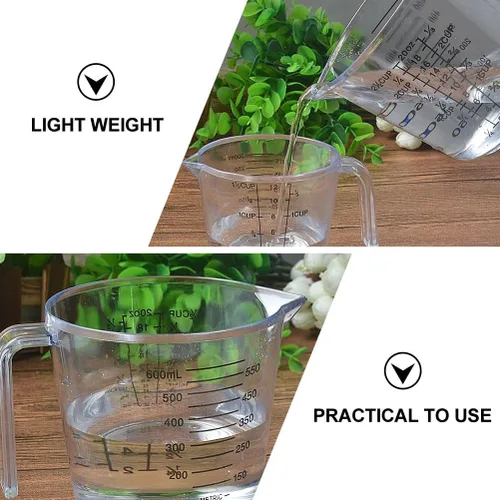 Miniatura 8 de HEMOTON Juego de 3 tazas medidoras de plástico, transparente, de grado alimenticio fuerte, copa de vino líquida pesada para cocina, hornear