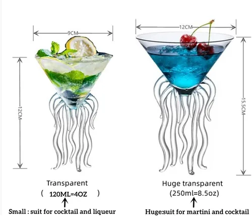 Miniatura 2 de GAOGAO Vaso de Martini de Pulpo Herramientas de Vaso de Bar de Cóctel Creativo (2 Transparentes)