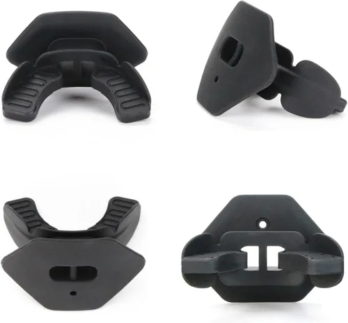 Miniatura 5 de Protector bucal de fútbol, boquilla de fútbol, transpirable, con protector de labios, correa de casco incluida, para jóvenes y adultos (negro)